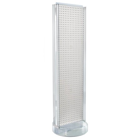 AZAR DISPLAYS 2 Sided- White Pegboard Floor Display w/C-Channel 700788-WHT